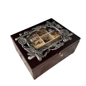 Wooden Jewelry Box with 2-Tier Storage – 7.5” x 6” x 3.5” – Two-Layer Design